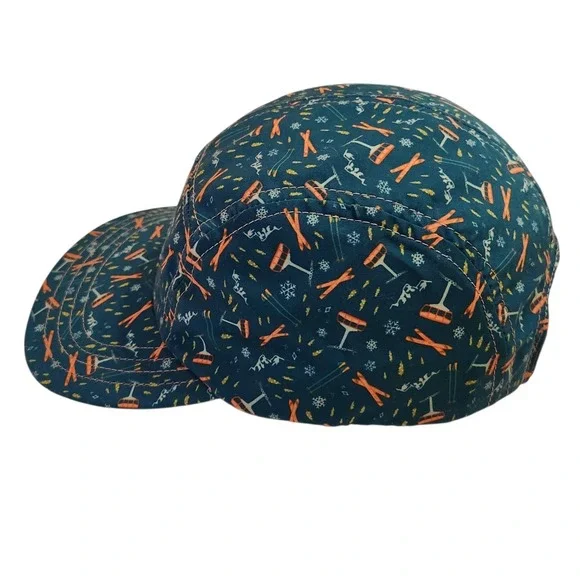 Skida Jackson Hole Ski Gondola 5 Panel Brim Hat Teal Blue Adjustable Cap NEW - Picture 2 of 6